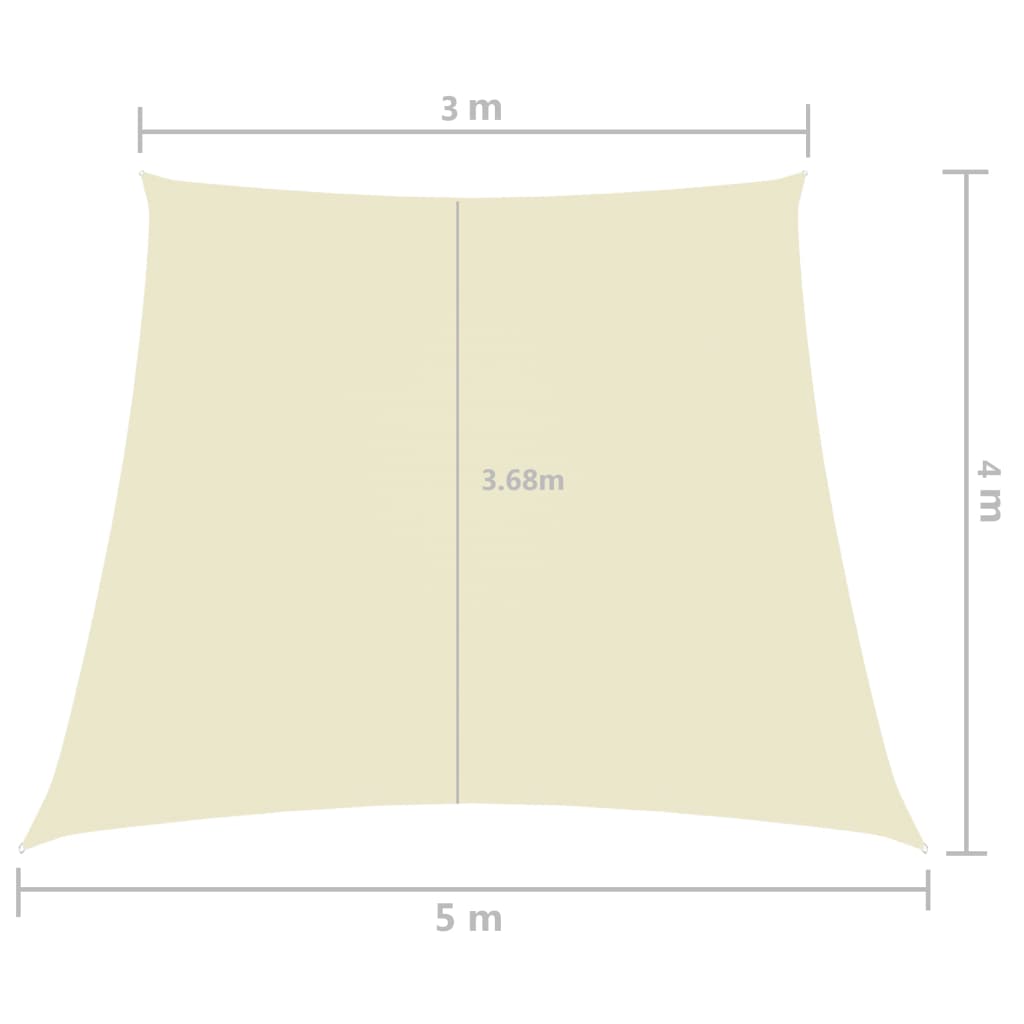 Parasole a Vela in Tela Oxford a Trapezio 3/5x4 m Crema