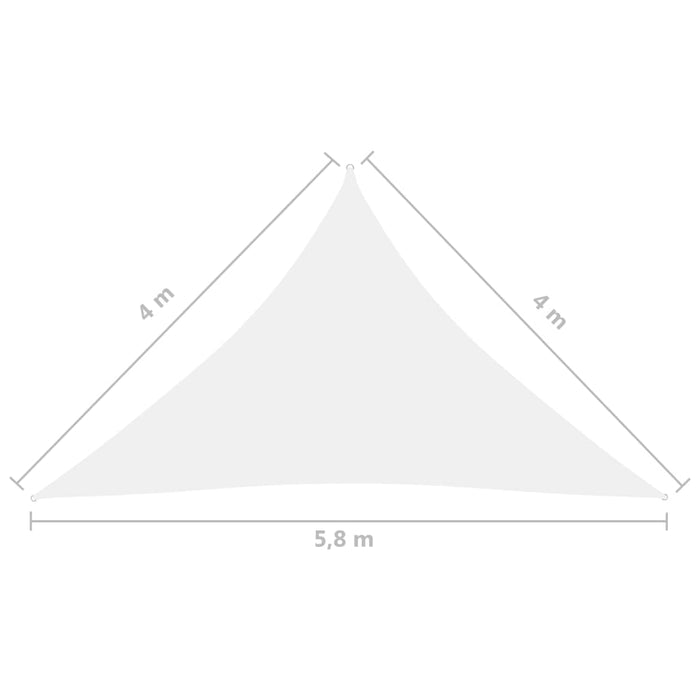 Parasole a Vela in Tessuto Oxford Triangolare 4x4x5,8m Bianco