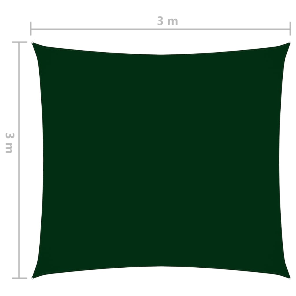 Parasole a Vela in Tela Oxford Quadrata 3x3 m Verde Scuro cod mxl 10374