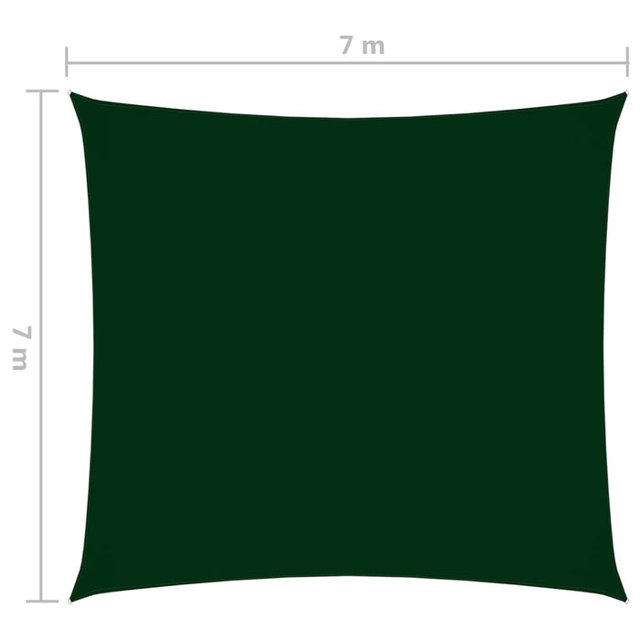 Parasole a Vela in Tela Oxford Quadrato 7x7 m Verde Scuro 135473