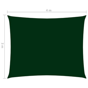 Parasole a Vela Oxford Rettangolare 3x4 m Verde Scuro 135485