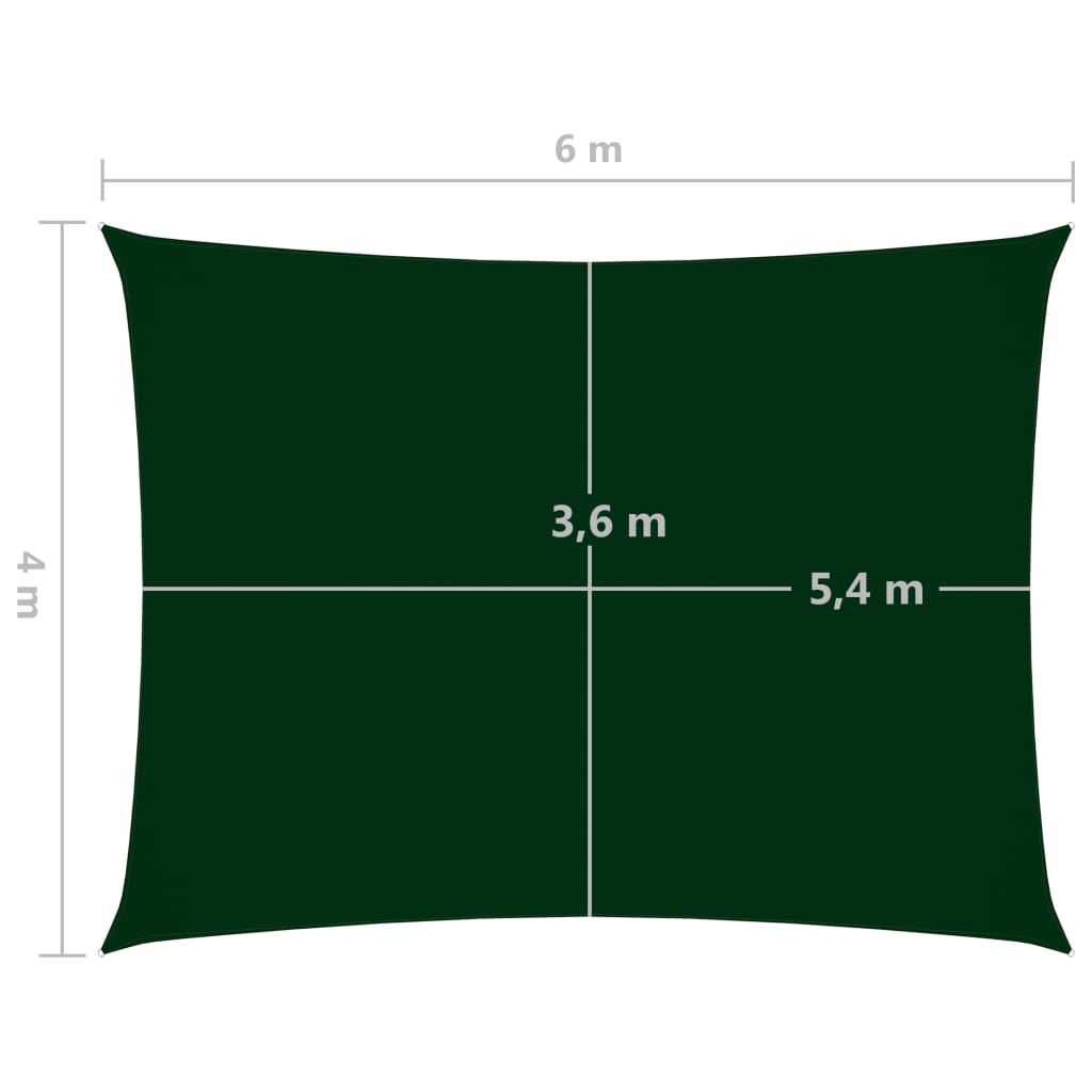 Parasole a Vela Oxford Rettangolare 4x6 m Verde Scuro 135492