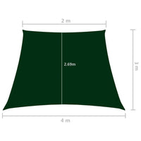 Parasole a Vela in Tela Oxford a Trapezio 2/4x3 m Verde Scuro