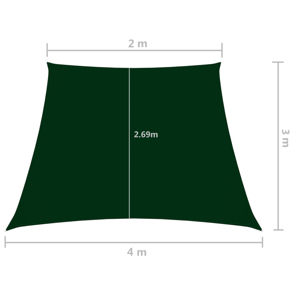 Parasole a Vela in Tela Oxford a Trapezio 2/4x3 m Verde Scuro cod 9104