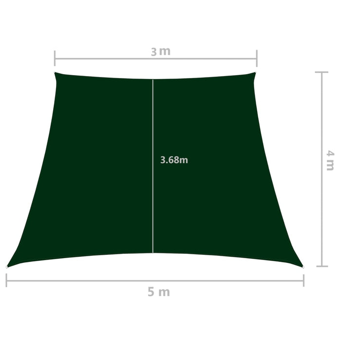 Parasole a Vela in Tela Oxford a Trapezio 3/5x4 m Verde Scuro