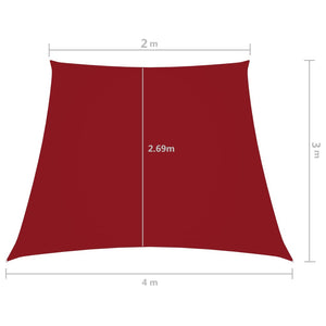 Parasole a Vela in Tela Oxford a Trapezio 2/4x3 m Rosso