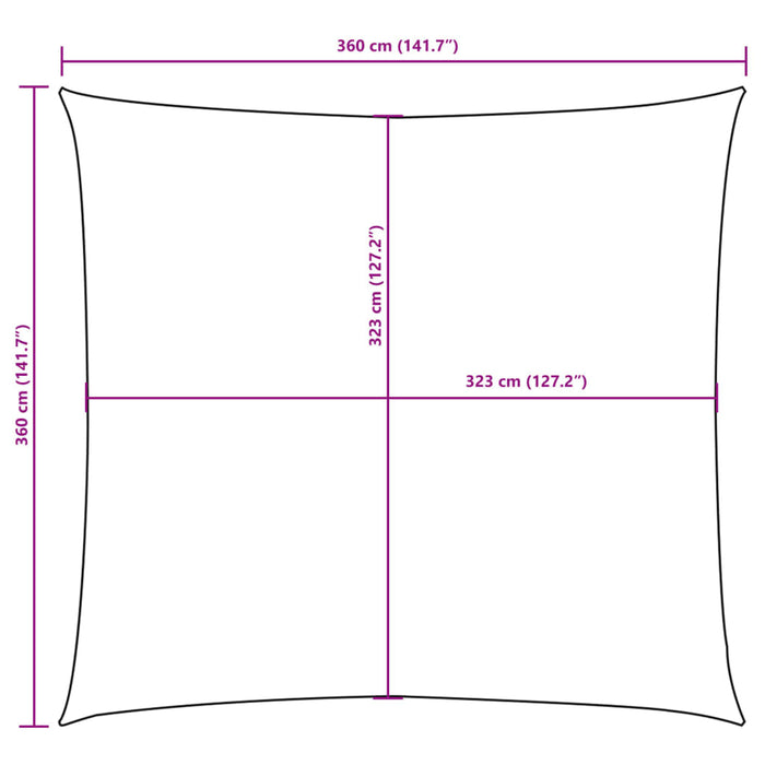 Vela Parasole in Tessuto Oxford Quadrata 3,6x3,6 m Marrone 135798