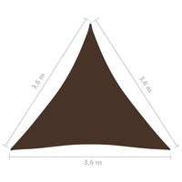 Parasole a Vela Oxford Triangolare 3,6x3,6x3,6 m Marrone 135831