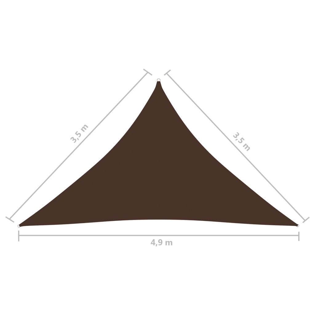 Parasole a Vela Oxford Triangolare 3,5x3,5x4,9 m Marrone