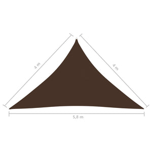 Parasole a Vela Oxford Triangolare 4x4x5,8 m Marrone 135837