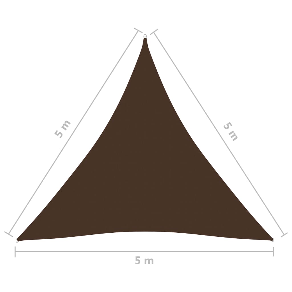 Parasole a Vela in Tessuto Oxford Triangolare 5x5x5 m Marrone 135840