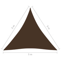 Parasole a Vela in Tessuto Oxford Triangolare 5x5x5 m Marrone 135840