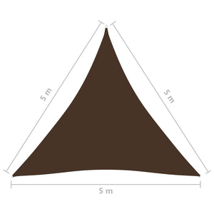 Parasole a Vela in Tessuto Oxford Triangolare 5x5x5 m Marrone 135840