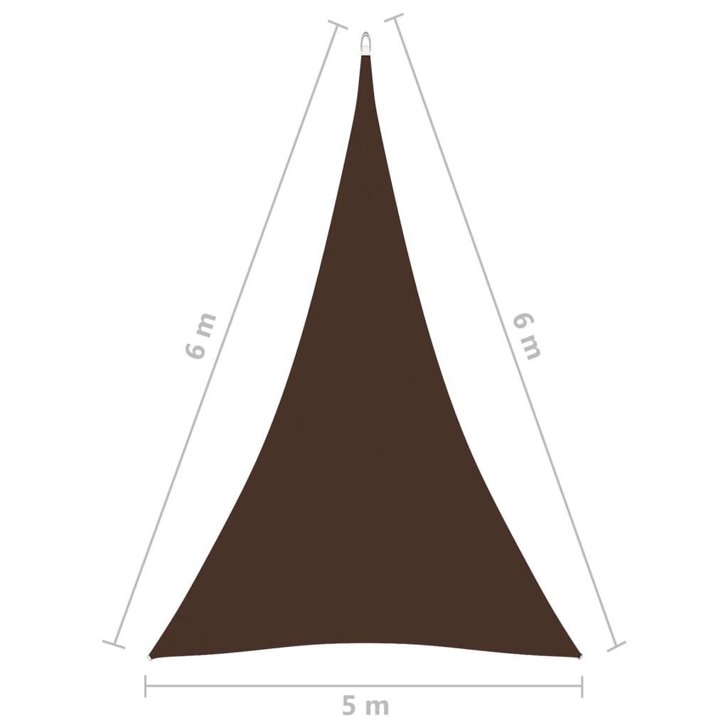 Parasole a Vela Oxford Triangolare 5x6x6 m Marrone 135841