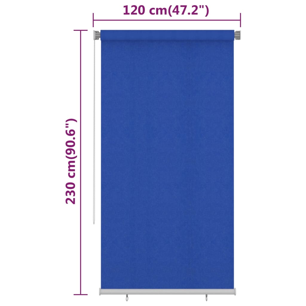 Tenda a Rullo per Esterni 120x230 cm Blu HDPE 312851