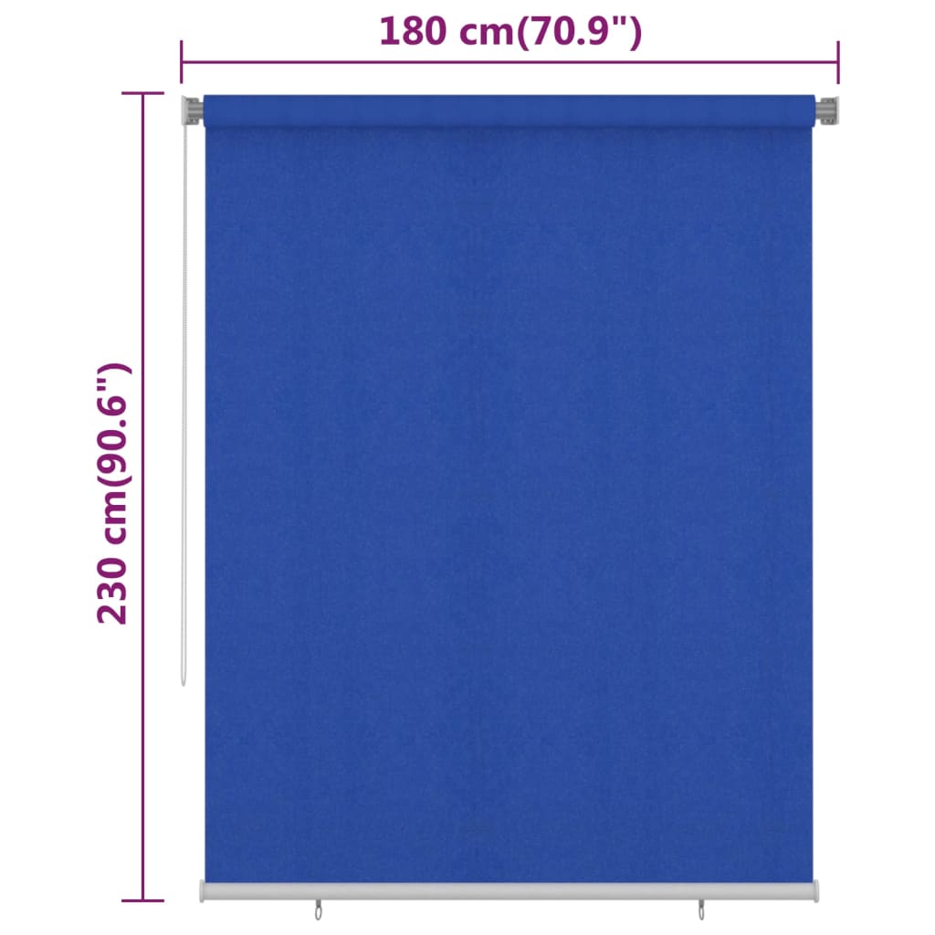 Tenda a Rullo per Esterni 180x230 cm Blu HDPE 312854