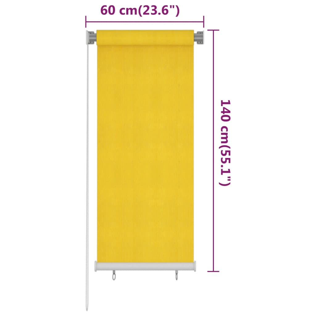 Tenda a Rullo per Esterni 60x140 cm Gialla HDPE 312861