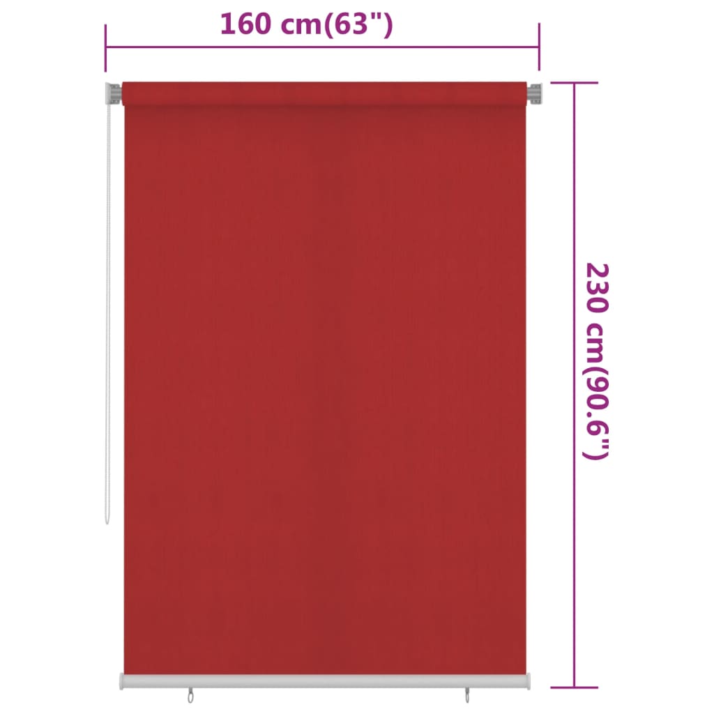 Tenda a Rullo per Esterni 160x230 cm Rossa HDPE 312905