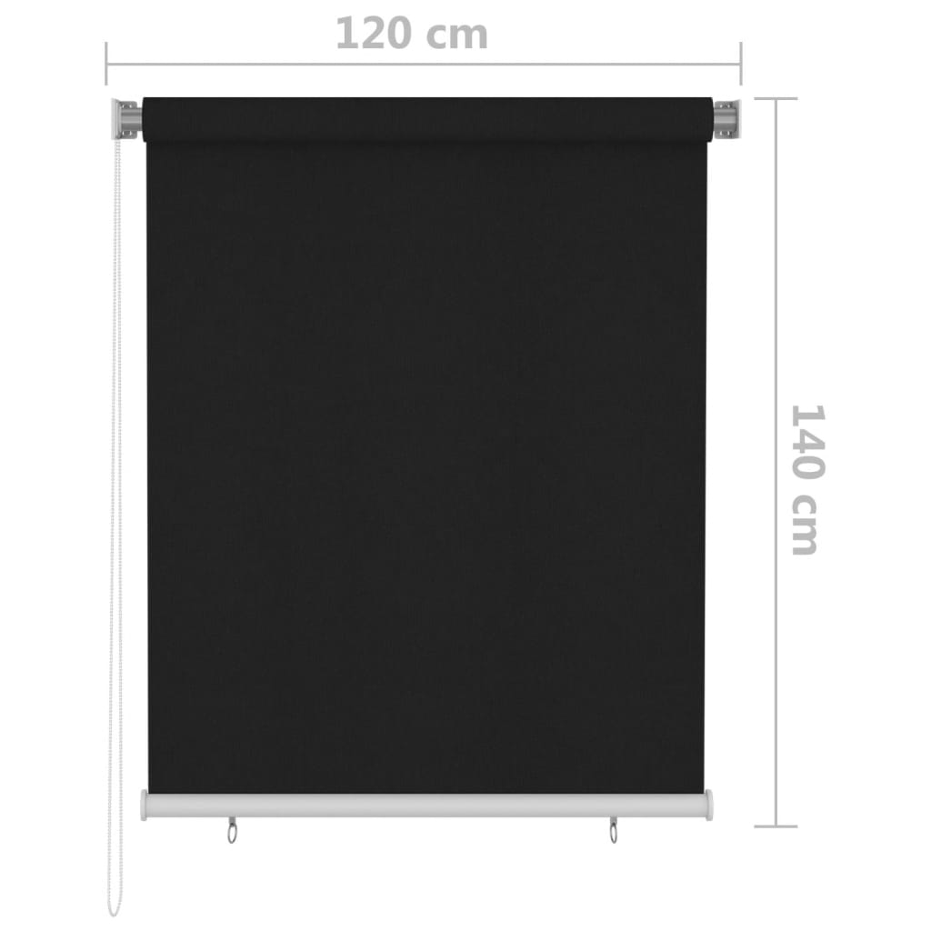 Tenda a Rullo per Esterni 120x140 cm Nera 