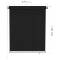 Tenda a Rullo per Esterni 120x140 cm Nera 