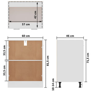 Armadio Inferiore Bianco 60x46x81,5 cm in Legno Multistrato 801188