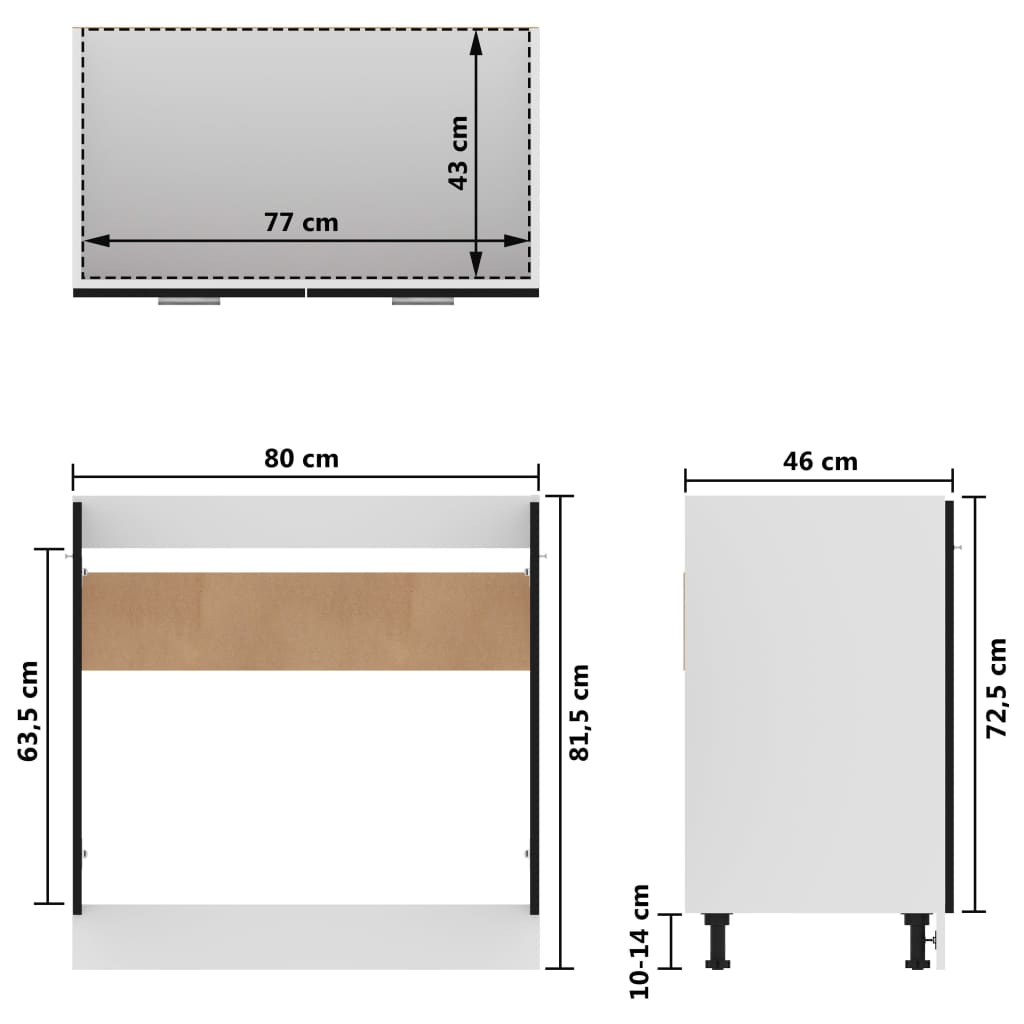 Armadio Inferiore per Lavabo Nero 80x46x81,5 cm in Truciolato 801197