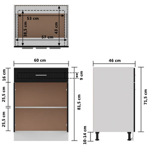 Armadio con Cassetto Nero 60x46x81,5 cm in Truciolato 801229