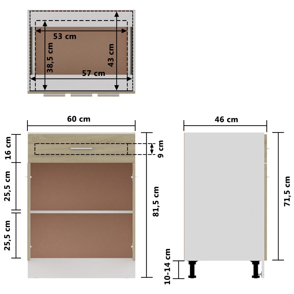 Armadio Inferiore Cassetto Rovere Sonoma 60x46x81,5 Multistrato 801231