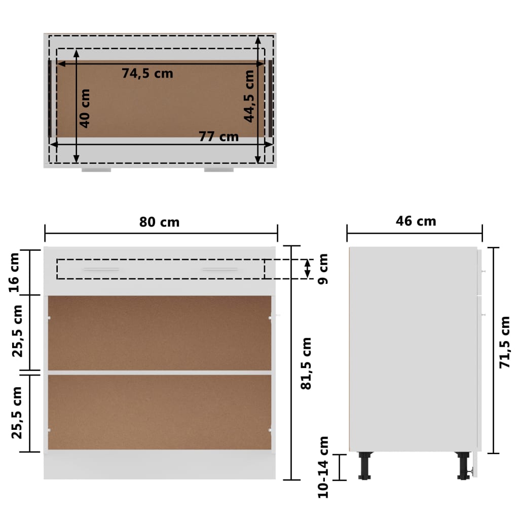 Armadio con Cassetto Bianco 80x46x81,5 cm in Truciolato 801236