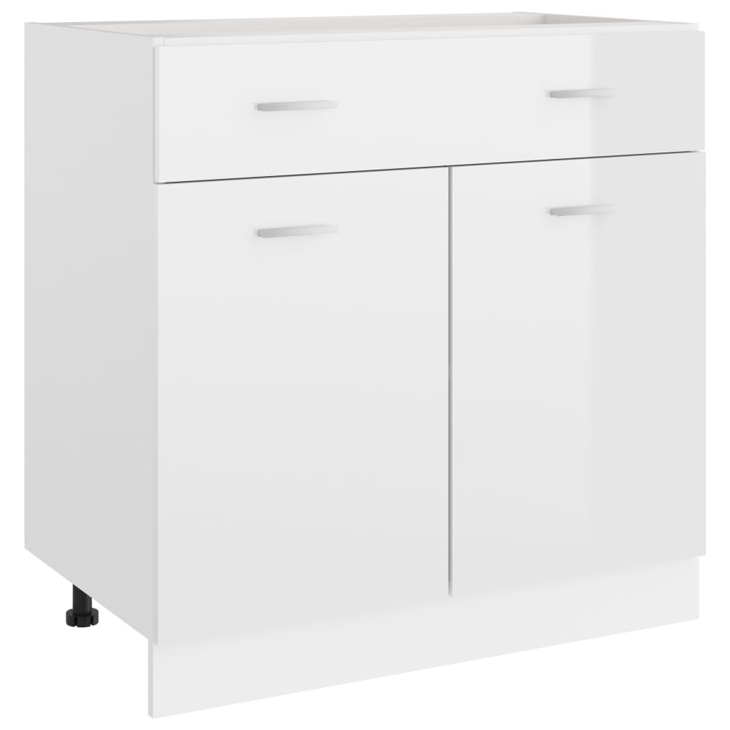 Armadio con Cassetto Bianco Lucido 80x46x81,5 cm in Truciolato 801241