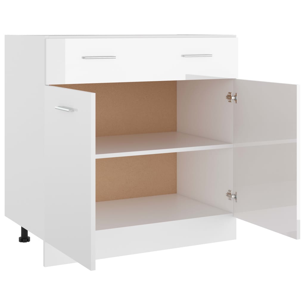 Armadio con Cassetto Bianco Lucido 80x46x81,5 cm in Truciolato 801241