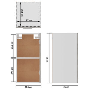 Mobile Pensile Grigio Cemento 29,5x31x60cm in Legno Multistrato 801248