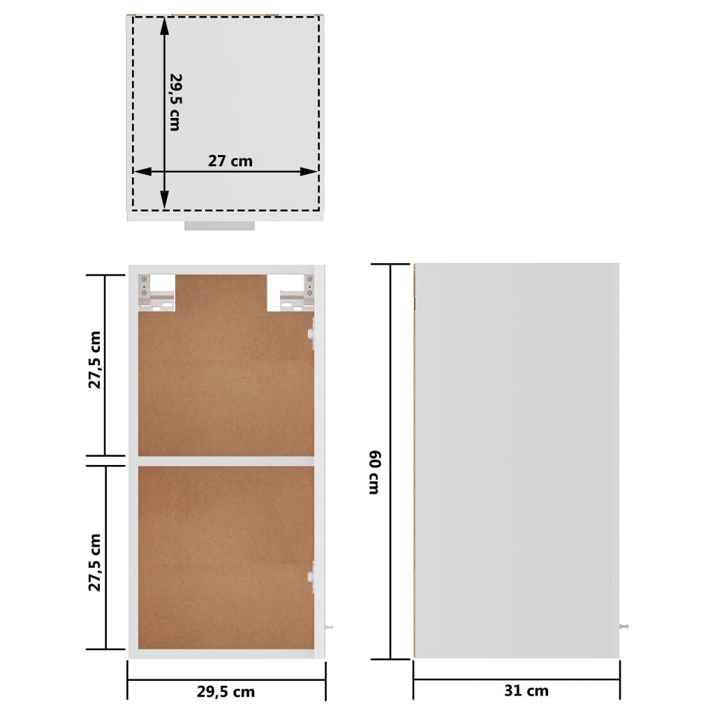 Armadio Sospeso Bianco Lucido 29,5x31x60 cm in Truciolato 801249