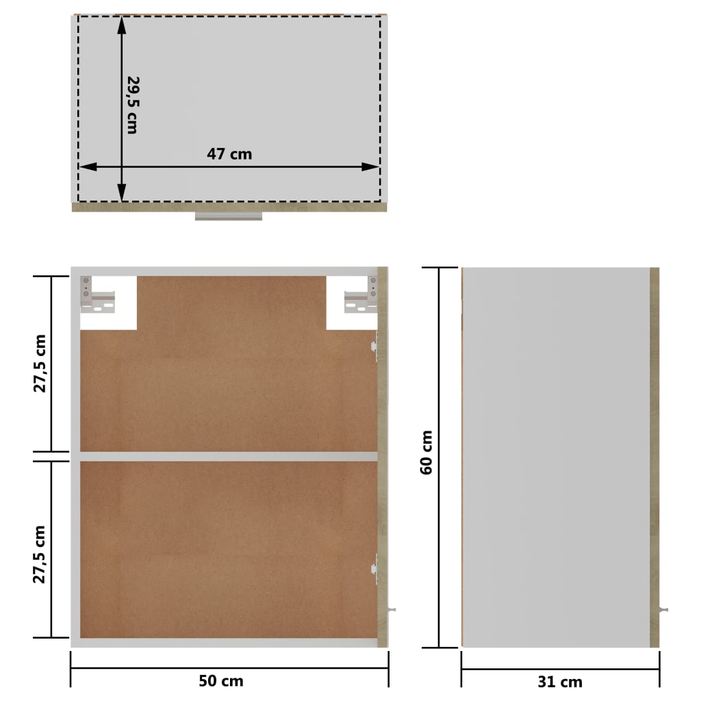 Mobile Pensile Rovere Sonoma 50x31x60 cm in Legno Multistrato 801263