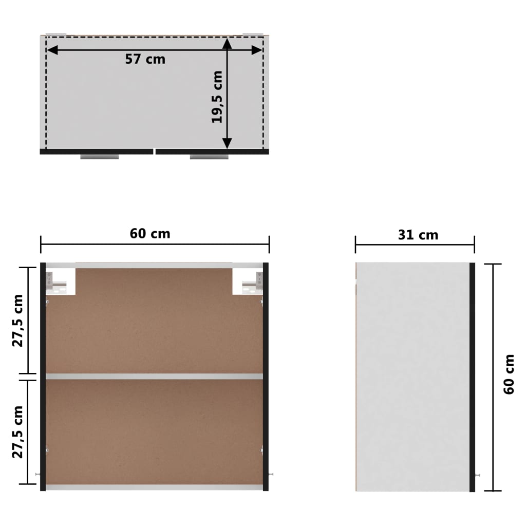 Armadio Sospeso Nero 60x31x60 cm in Truciolato 801269