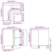 Armadio Angolare Bianco 75,5x75,5x80,5 cm in Legno Multistrato 802489