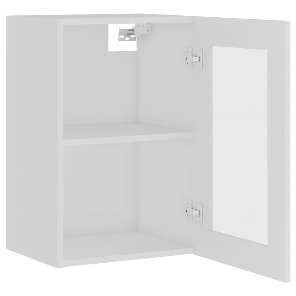 Armadio Sospeso con Vetro Bianco 40x31x60 cm Legno Multistrato 802505