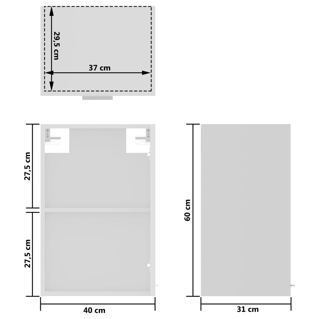 Armadio Sospeso con Vetro Bianco 40x31x60 cm Legno Multistrato 802505