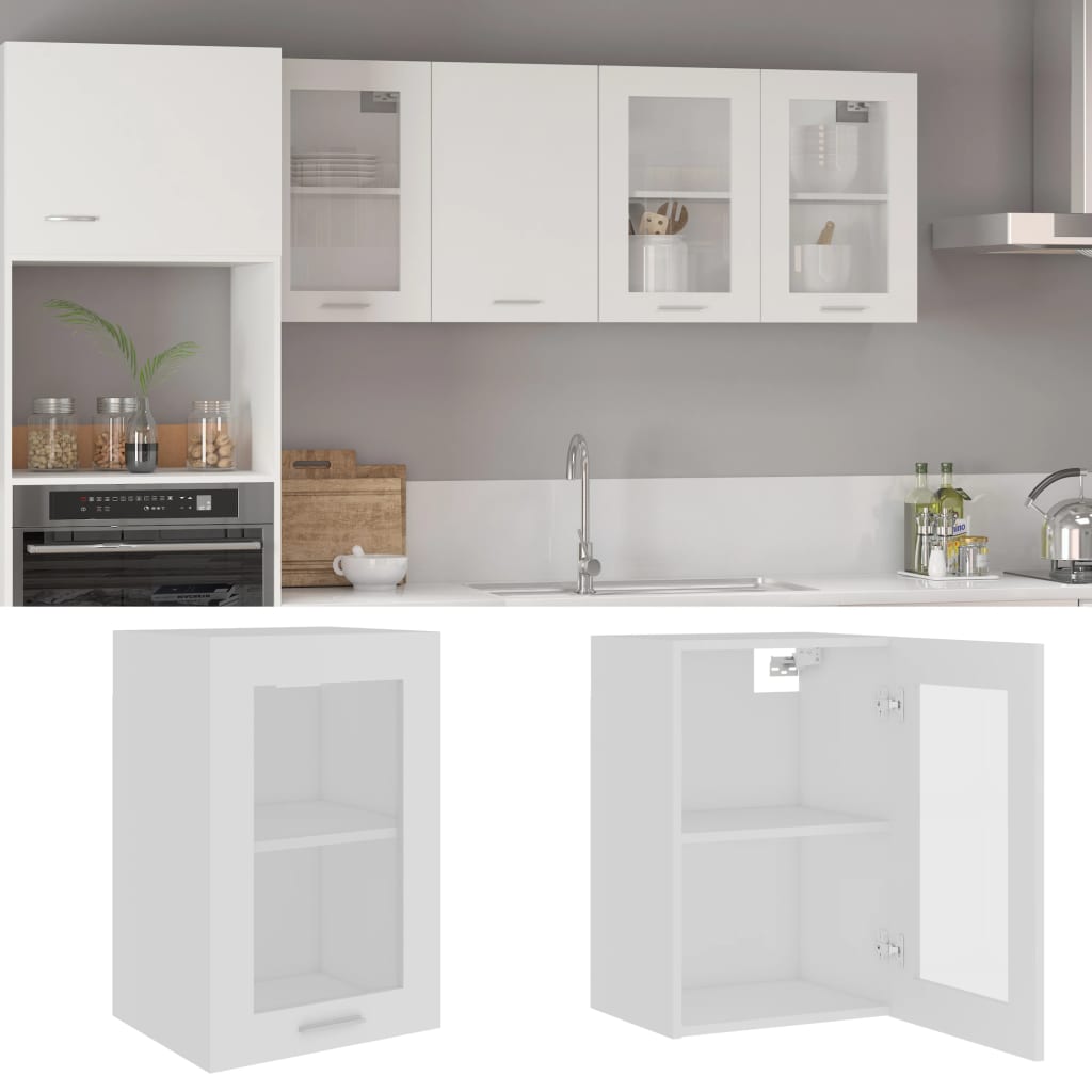 Armadio Sospeso con Vetro Bianco 40x31x60 cm Legno Multistratocod mxl 73155