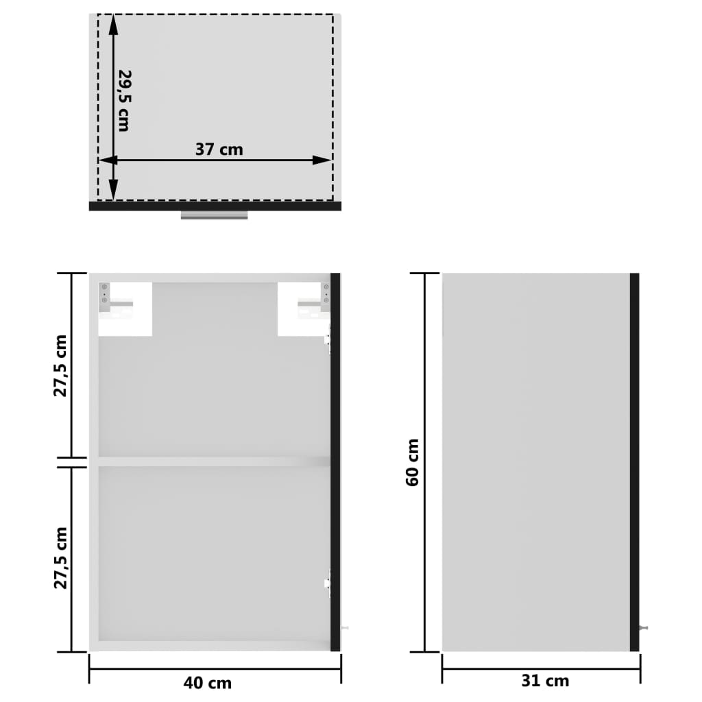 Armadio Sospeso con Vetro Nero 40x31x60 cm in Truciolato cod mxl 76105