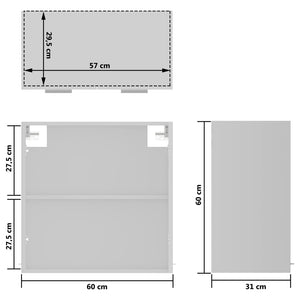 Armadio Sospeso con Vetro Bianco 60x31x60 cm in Truciolato 802521