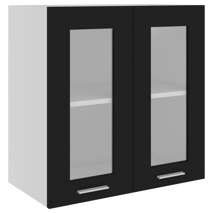 Mobile Pensile con Vetro Nero 60x31x60 cm in Legno Multistrato 802522