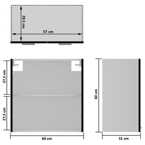 Armadio Sospeso con Vetro Nero 60x31x60 cm in Truciolato 802522