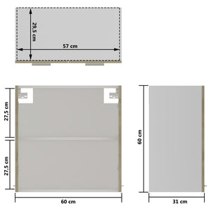 Armadio Sospeso con Vetro Rovere Sonoma 60x31x60 cm Truciolato 802524