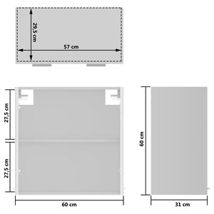 Armadio Sospeso con Vetro Bianco Lucido 60x31x60 cm Truciolato 802526