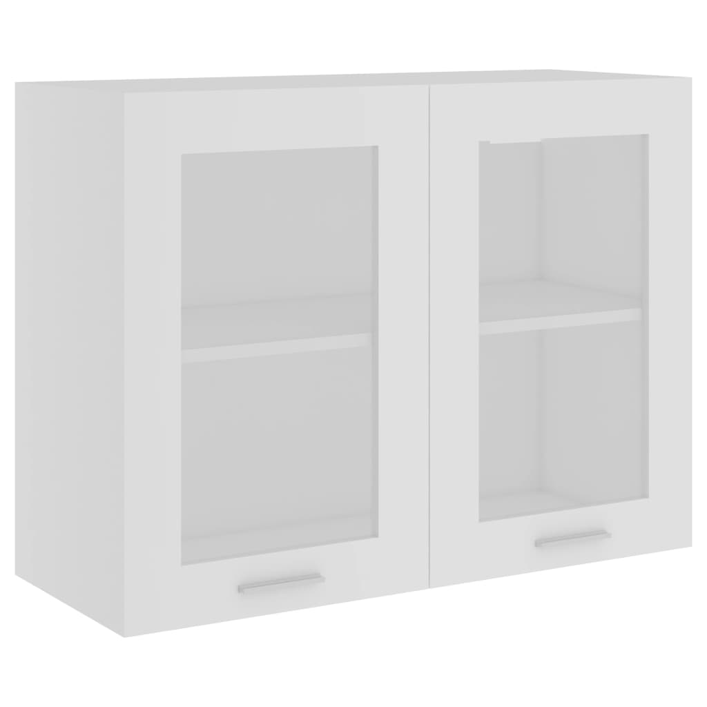 Mobile Pensile con Vetro Bianco 80x31x60 cm Legno Multistratocod mxl 120852