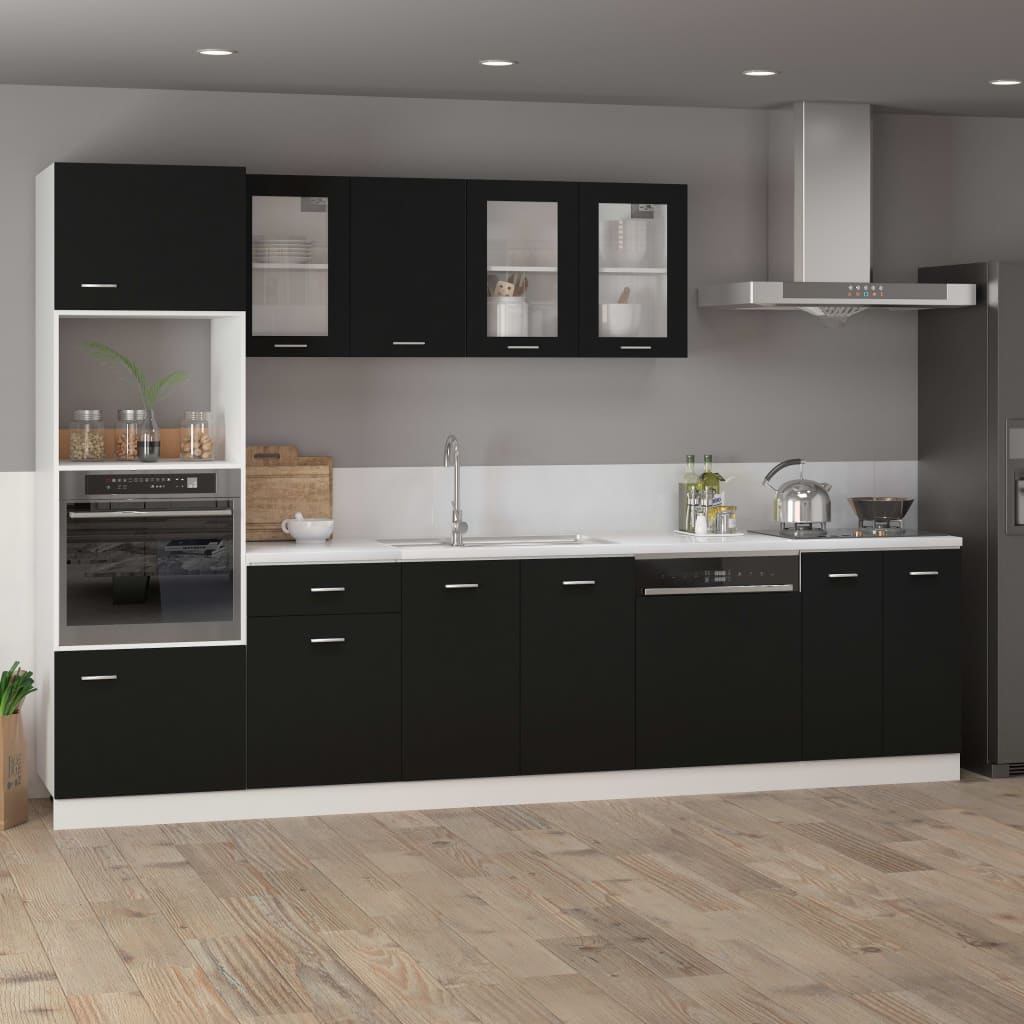 Mobile Pensile con Vetro Nero 80x31x60 cm Legno Multistratocod mxl 73021