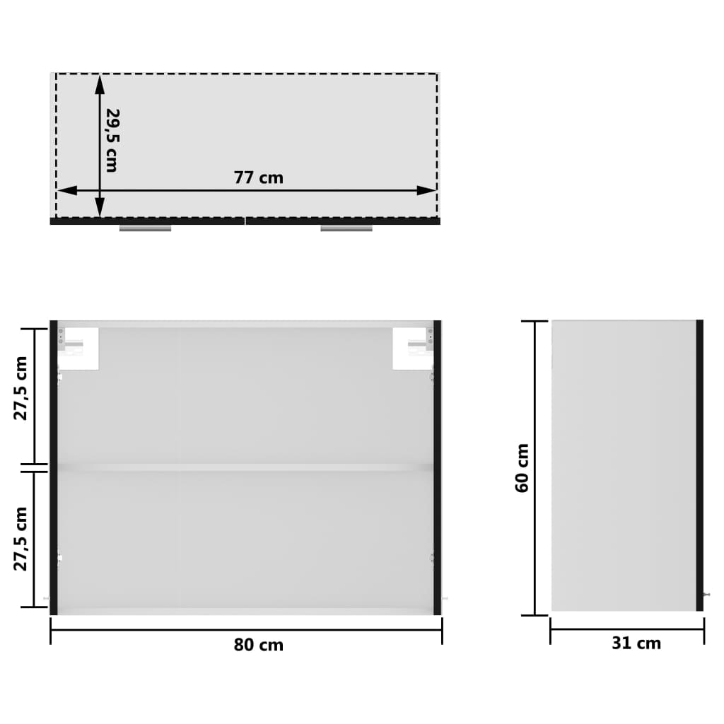 Armadio Sospeso con Vetro Nero 80x31x60 cm in Truciolato 802530