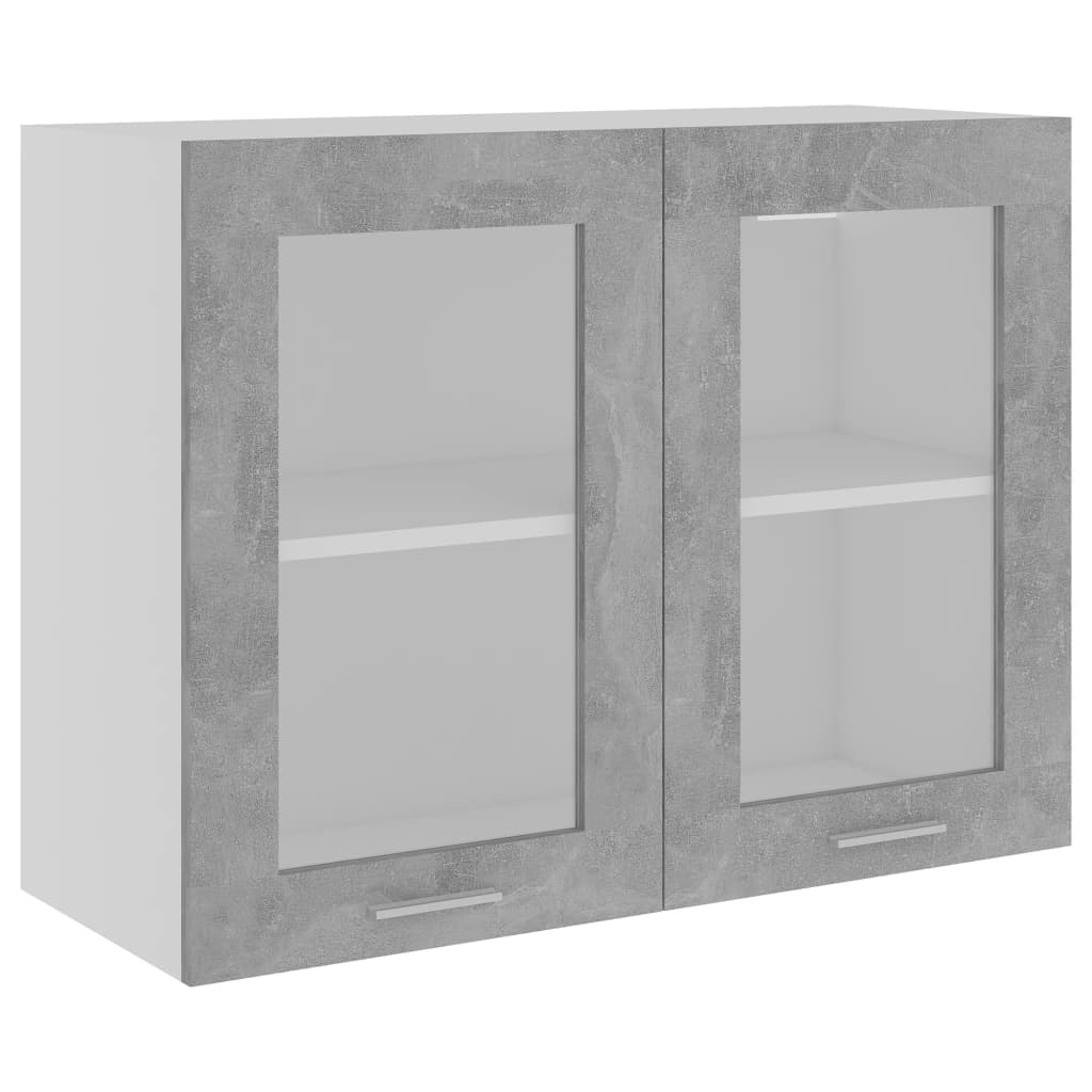 Armadio Sospeso con Vetro Grigio Cemento 80x31x60 cm Truciolato 802533