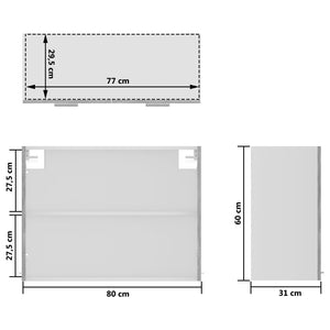 Armadio Sospeso con Vetro Grigio Cemento 80x31x60 cm Truciolato 802533